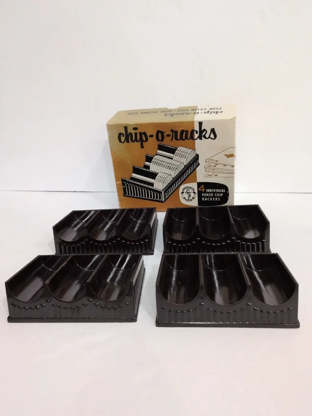 Vintage Gaming Chip Racks Chip-o-Racks Poker 4/Box BAKELITE